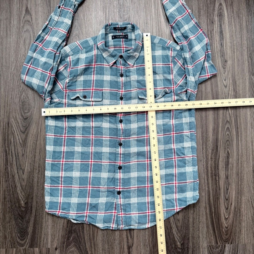Lucky Brand Classic Fit Plaid Flannel Shirt Medium Blue Red White Long Sleeve - Picture 5 of 9